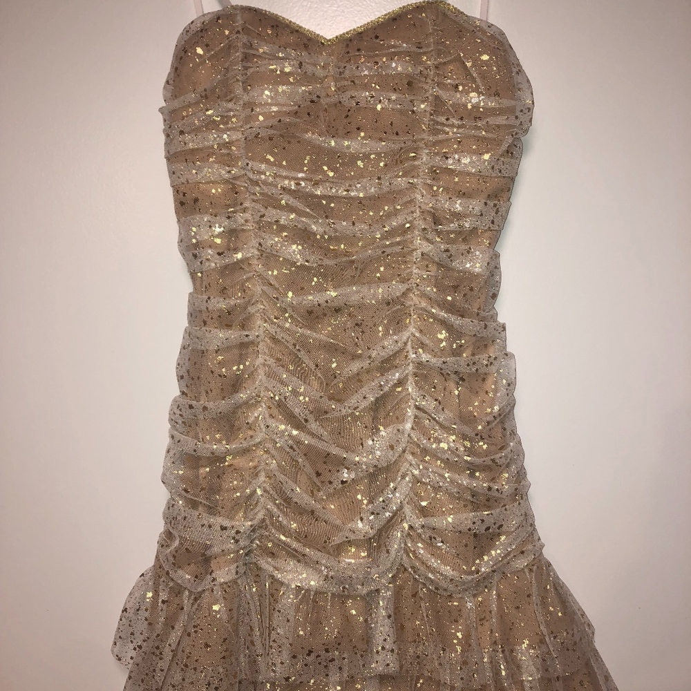 Tight Gold and Tan homecoming dress